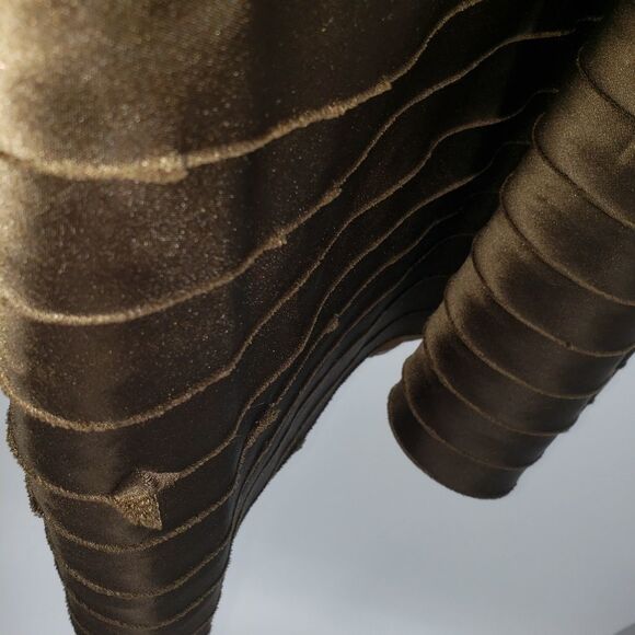 BCBGMAXAZRIA  women's 8 brown satin multi layer spaghetti straps dress - Picture 3 of 9